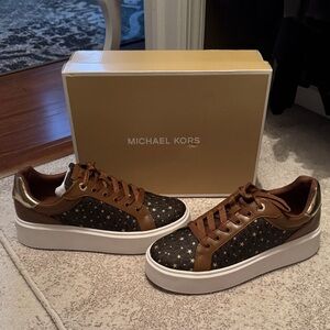 Michael Kors Black and Gold Star Sneakers
